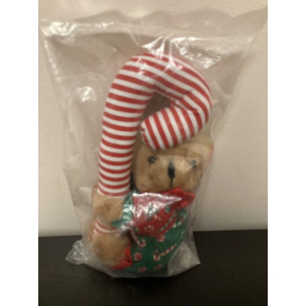 Vintage Giftco Buffalo Grove Plush Teddy Bear On Candy Cane 1995